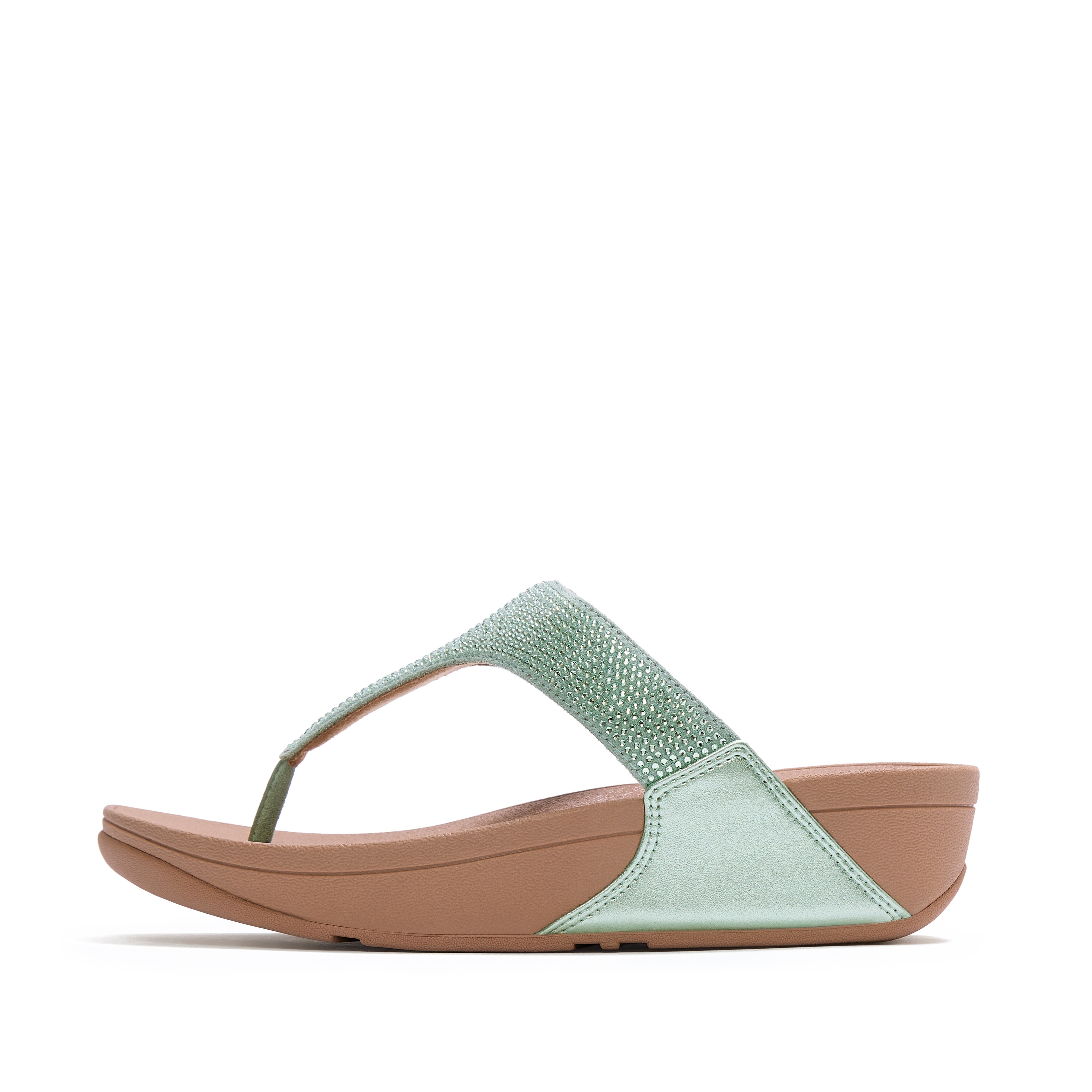 FitFlop Lulu Crystal Embelli Toe-Post, Alternate, color, Metallic Frosted Sage