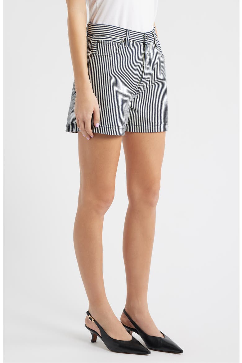 The Everyday High Waist Denim Shorts, Alternate, color, NAVY STRIPE