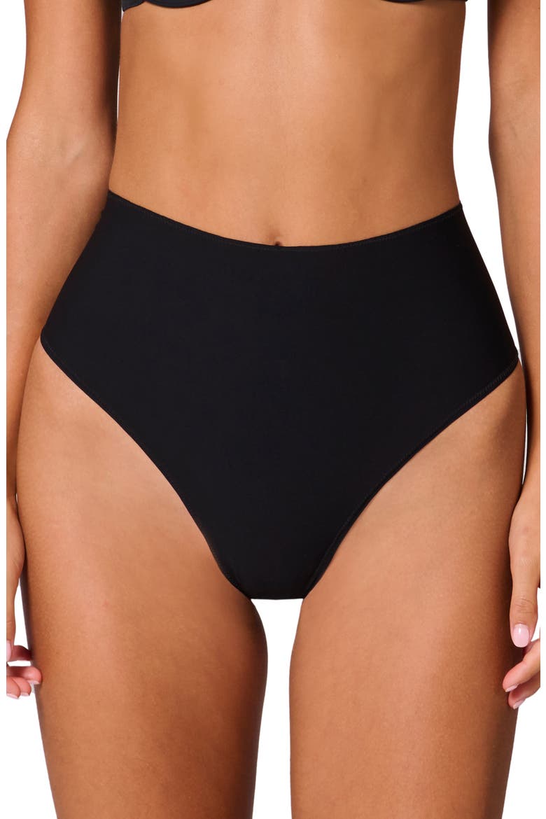 Story High Waist Shaping Thong, Main, color, BLACK