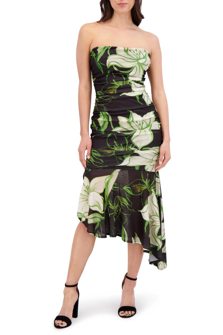 Printed Stretch Mesh Body-Con Dress, Main, color, MULTI