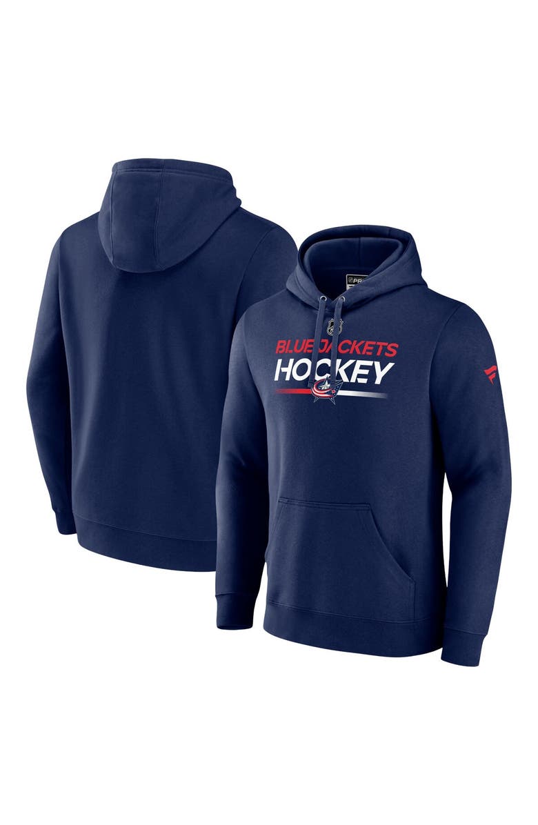 FANATICS Men's Fanatics Branded  Navy Columbus Blue Jackets Authentic Pro Pullover Hoodie, Alternate, color, 