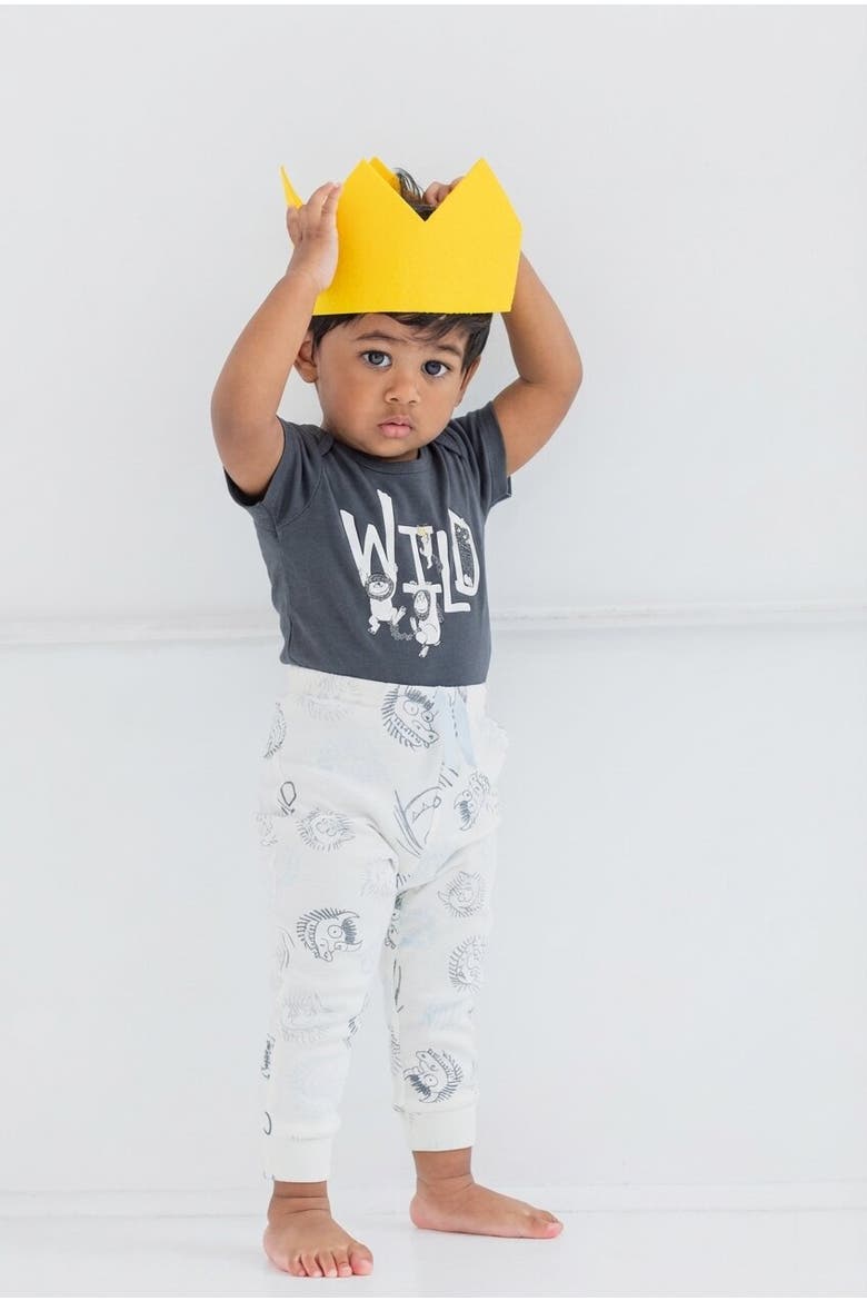 Where the Wild Things Are Max Birthday Bodysuit Pants and Hat Set, Alternate, color, Max Grey Yellow