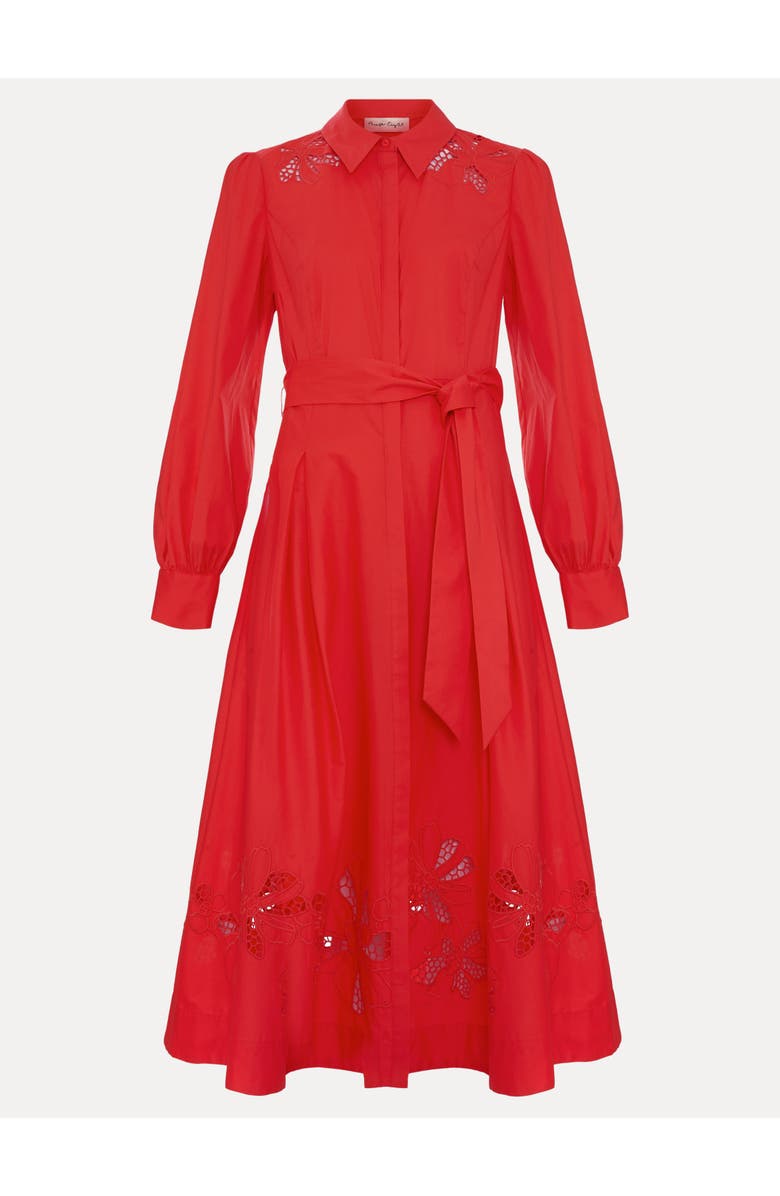 Phase Eight Kim Cutwork Hem Midi Dress, Alternate, color, Red