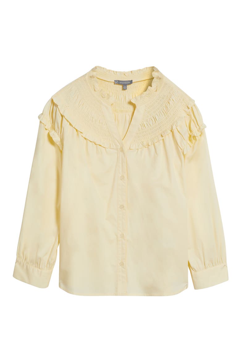 Smoked Yoke Ruffle Shirt, Alternate, color, BUTTERCREAM