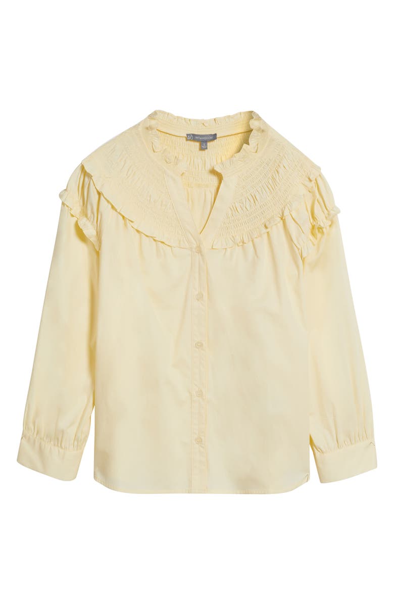 Wit & Wisdom Smoked Yoke Ruffle Shirt, Alternate, color, Buttercream