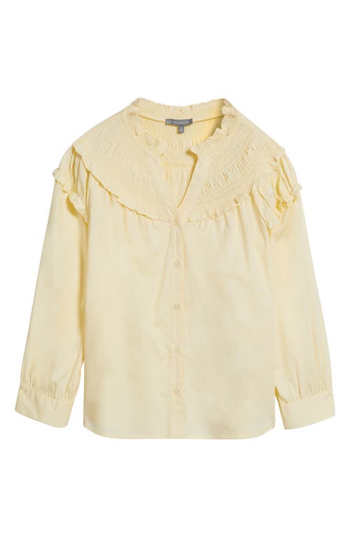 Wit & Wisdom Smoked Yoke Ruffle Shirt In Buttercream