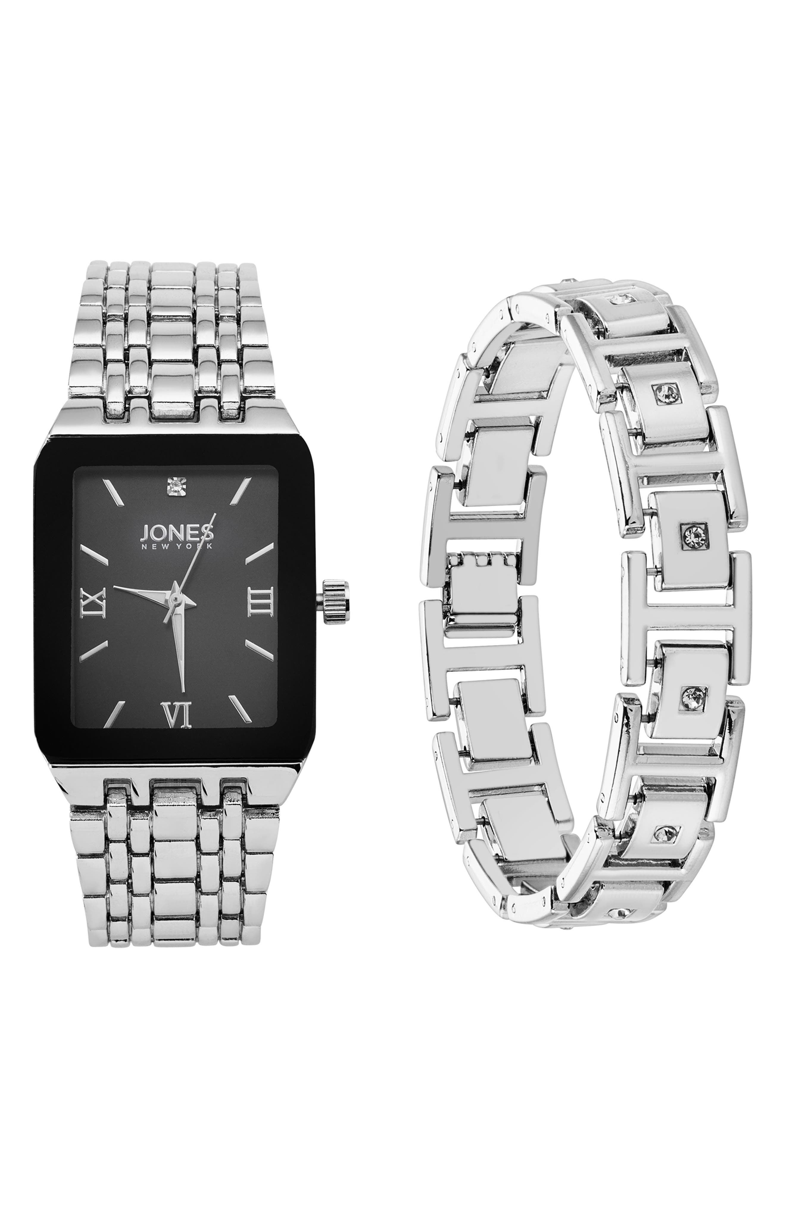Jones New York Three-Hand Quartz Mesh Strap Watch & ID Bracelet Set