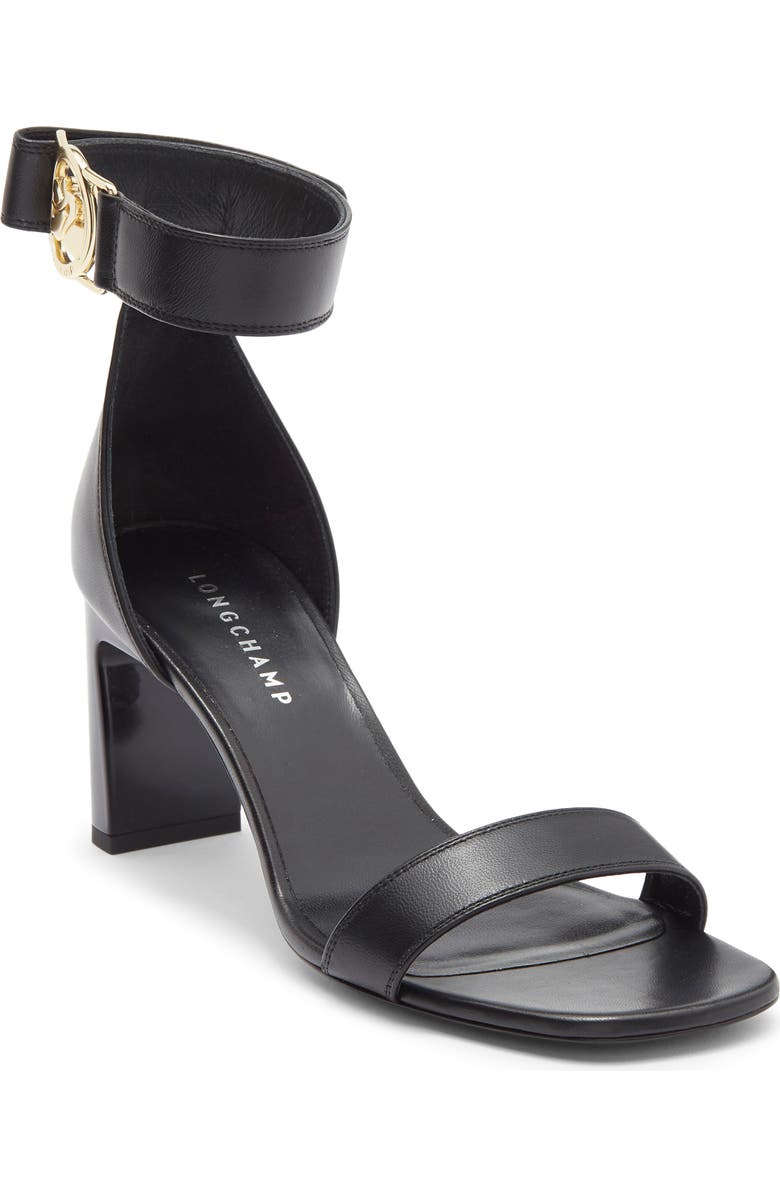 Longchamp Ankle Strap Sandal, Main, color, Black