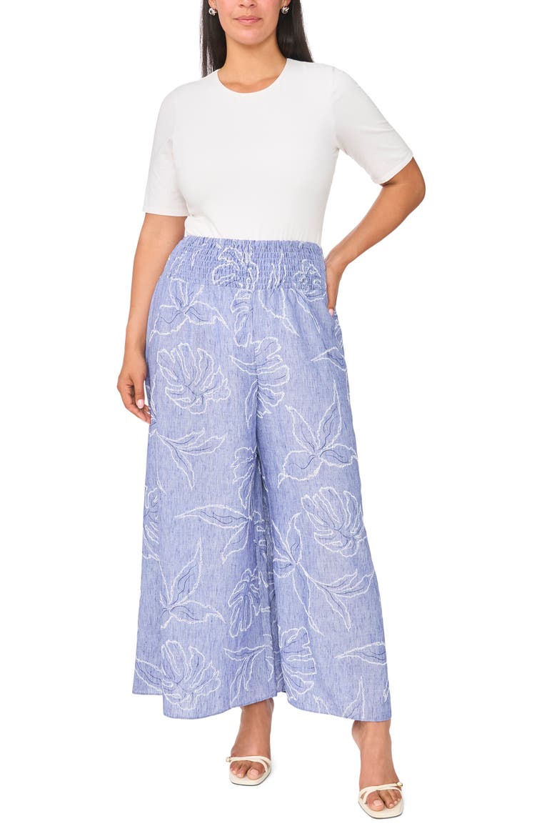Embroidered Sleeveless Peplum Top, Alternate, color, BASE BLUE