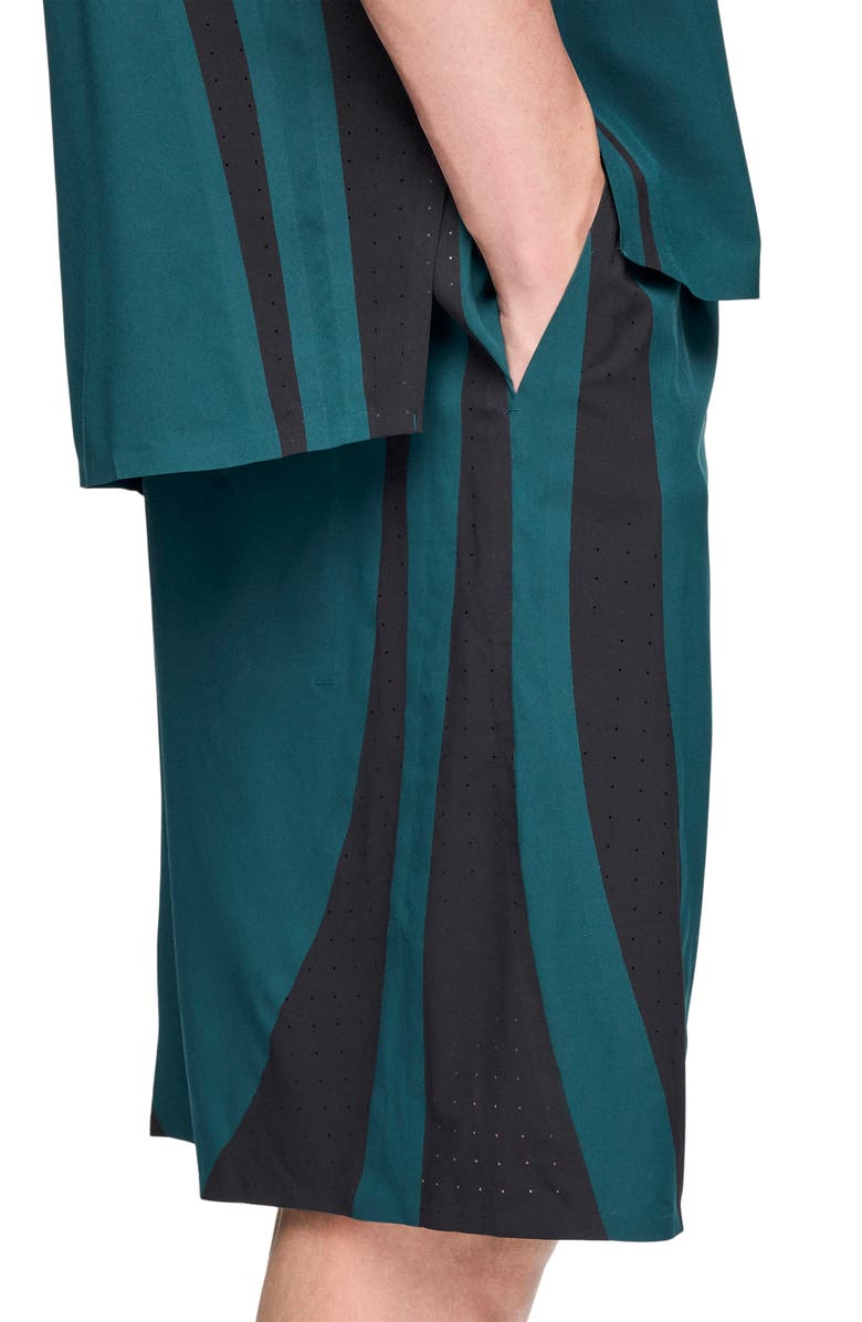 Y-3 Mesh Panel Woven Shorts, Alternate, color, Green