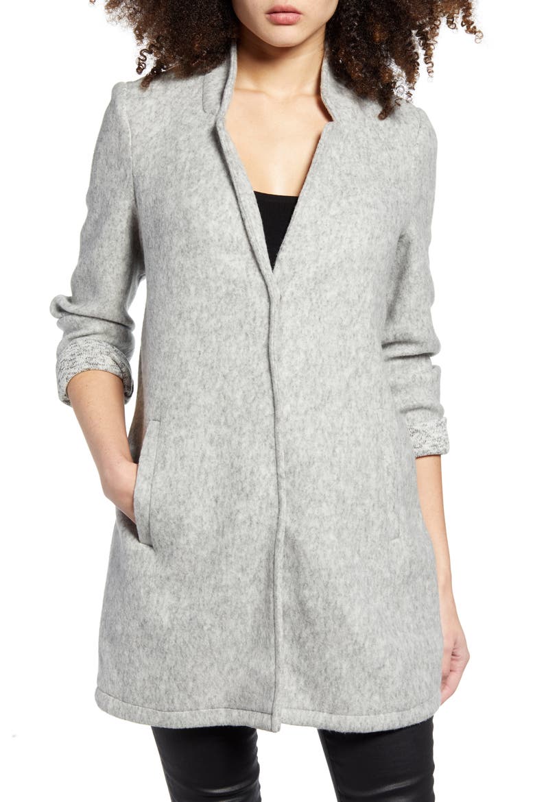 Katrine Brushed Jacket, Alternate, color, LIGHT GREY MELANGE
