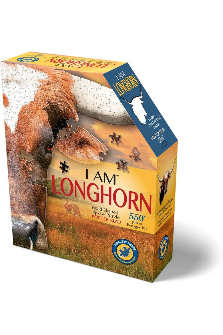 I Am Longhorn 550 Piece Animal Shaped Jigsaw Puzzle, Alternate, color, Multicolored