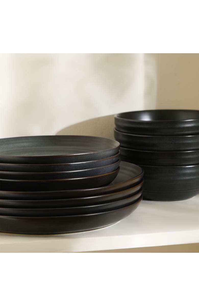 Stone Lain Elio Stoneware 4-Piece Dinner Plate Set, Alternate, color, Black