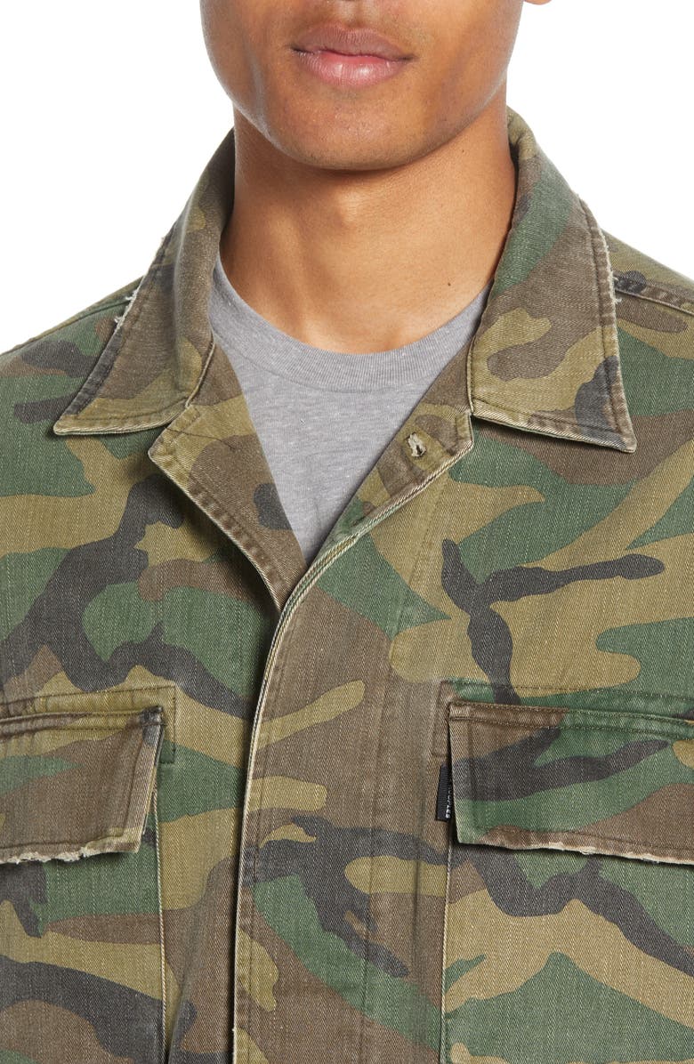 The Kooples Distressed Band Collar Trucker Jacket, Alternate, color,