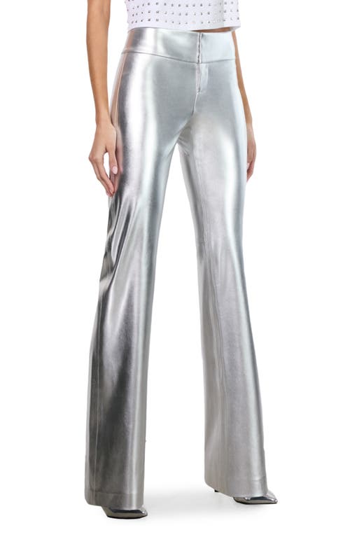 Alice And Olivia Alice + Olivia Olivia Faux Leather Flare Pants In Silver