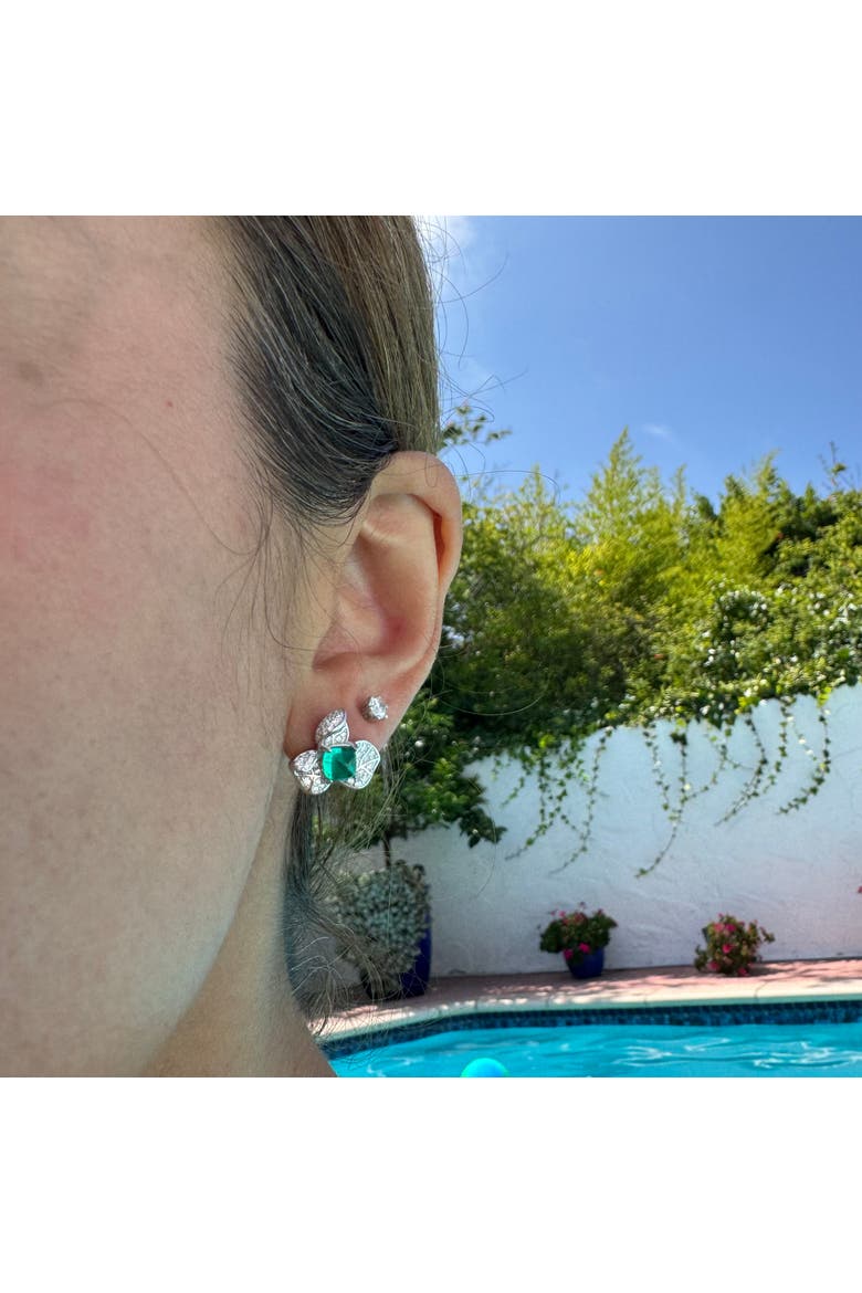 Orchid Emerald Earrings, Alternate, color, green
