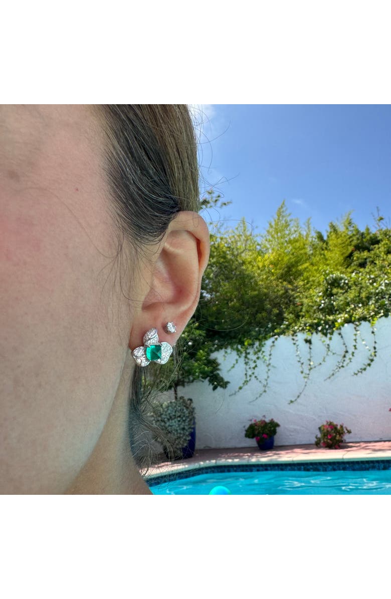 Gemma Azzurro Orchid Emerald Earrings, Alternate, color, Green