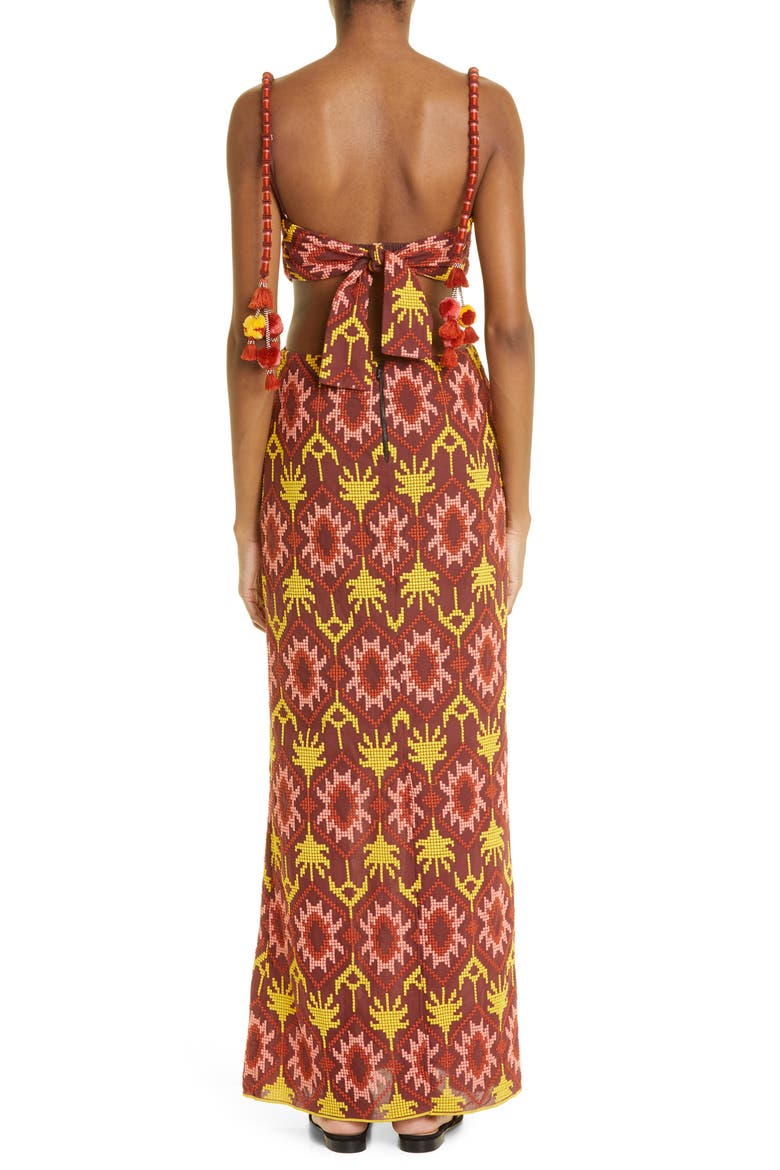 Braided History Embroidered Dress, Alternate, color, GEOMETRIC RED/ MUSTARD/ SALMON
