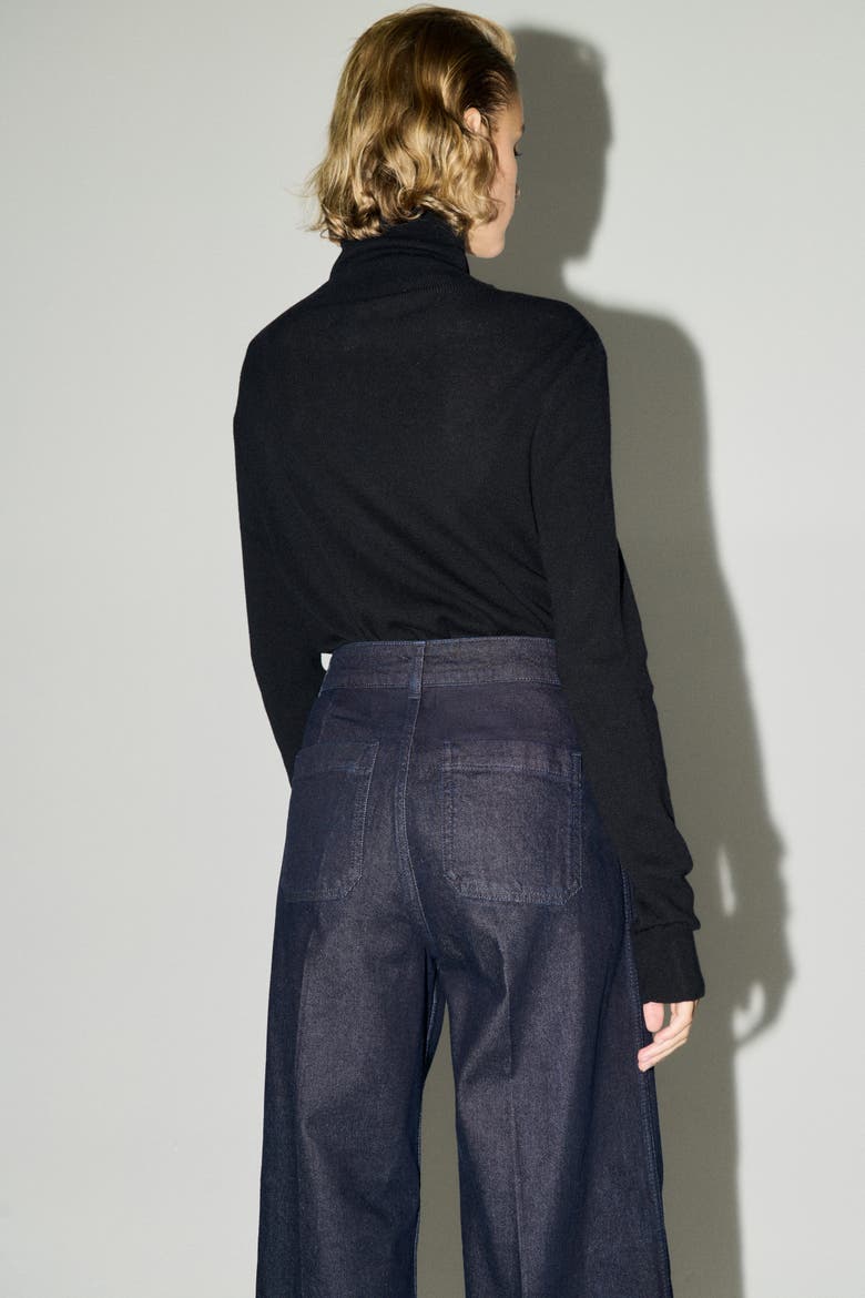 Wide High Ankle Jeans, Alternate, color, Dark denim blue