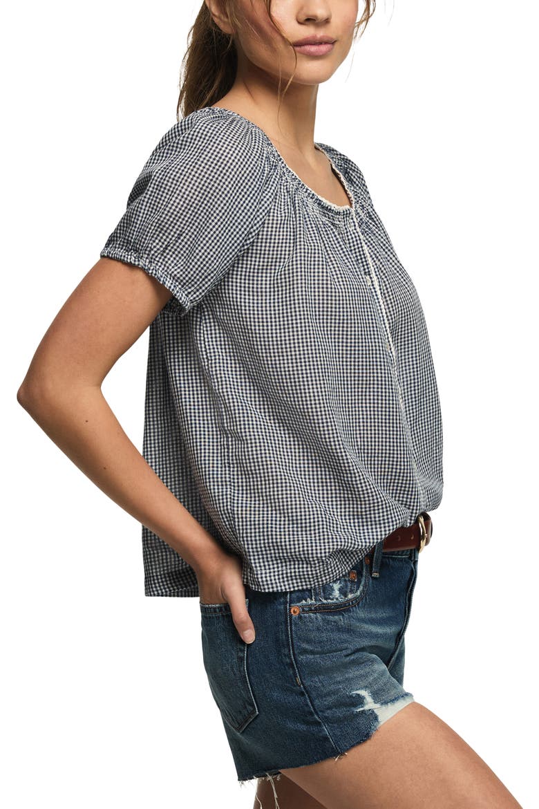Flowy Raglan Sleeve Top, Alternate, color, NAVY GINGHAM