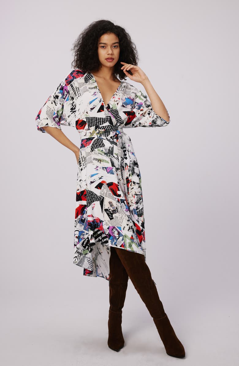 DVF Eloise Abstract Print Faux Wrap Dress, Alternate, color,