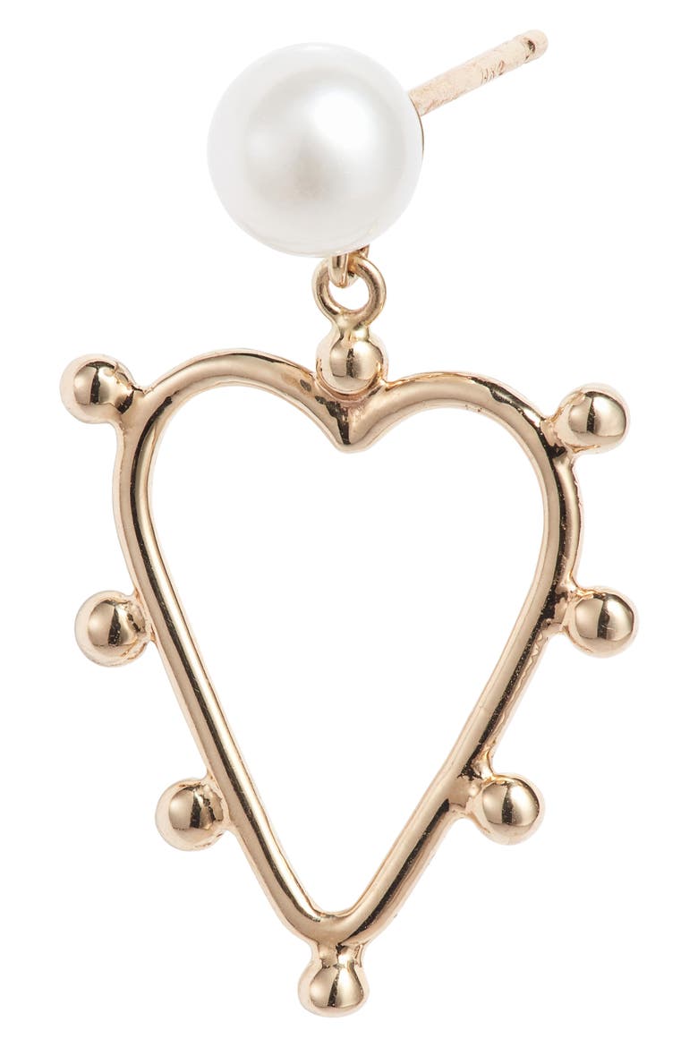Pearl Heart Drop Earrings, Alternate, color, PEARL/ 14K YELLOW GOLD