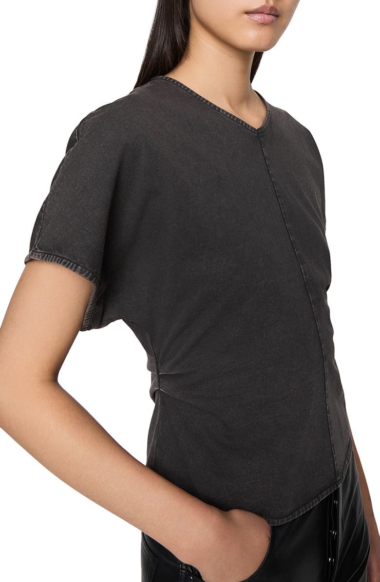 Rebecca Minkoff Elsie Cotton Jersey Fitted Top, Alternate, color, Acid Wash Black