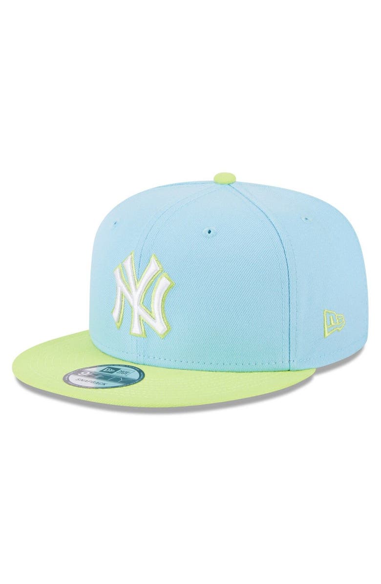 New Era Men's New Era Light Blue/Neon Green New York Yankees Spring Basic Two-Tone 9FIFTY Snapback Hat, Main, color, 