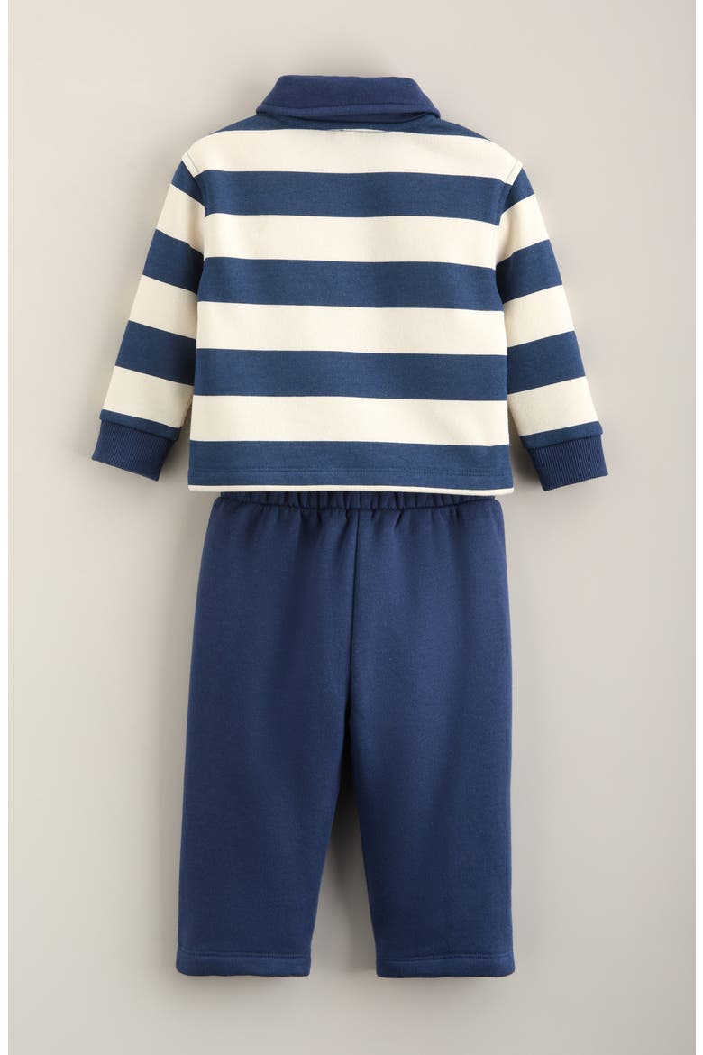 Kids' Collared Fleece Set, Alternate, color, NAVY DENIM STRIPE- NAVY