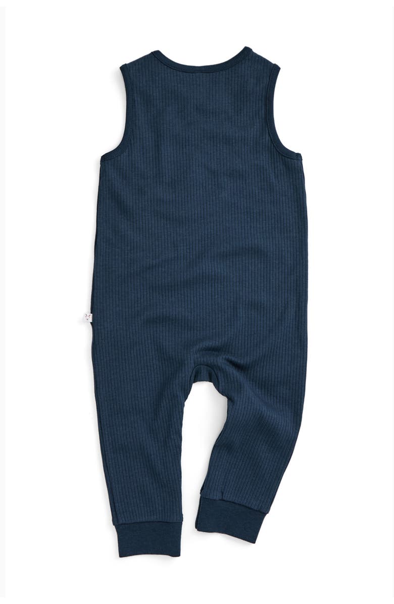 MORI Ribbed Reindeer Romper, Alternate, color, Navy & Reindeer