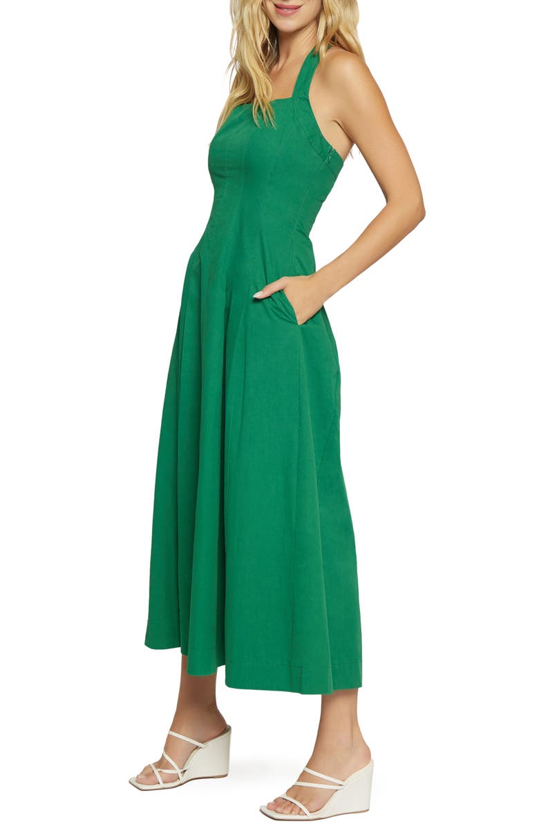 Lost + Wander Portofino Bliss Halter Midi Dress, Alternate, color, Forest Green