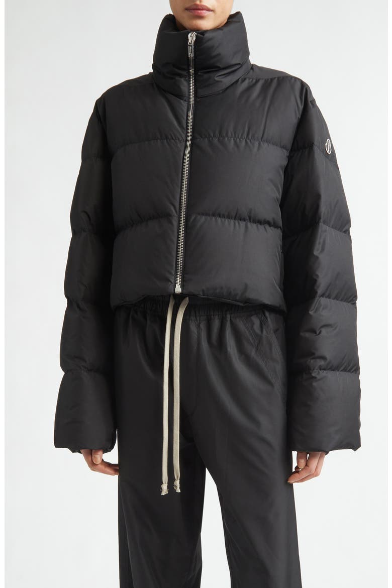 x Rick Owens Cyclopic Crop Down Puffer Jacket, Main, color, BLACK