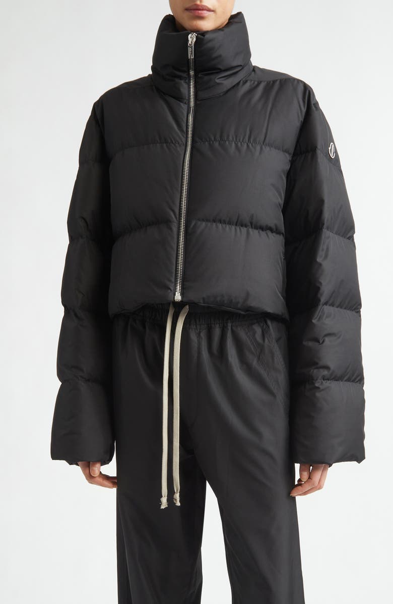 Moncler x Rick Owens Cyclopic Crop Down Puffer Jacket, Main, color, Black