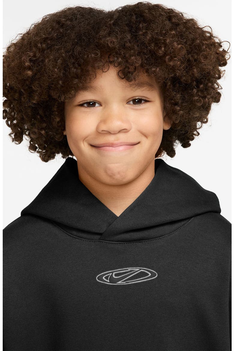 Kids' Sportswear Club Oversize Hoodie, Alternate, color, BLACK/ WHITE