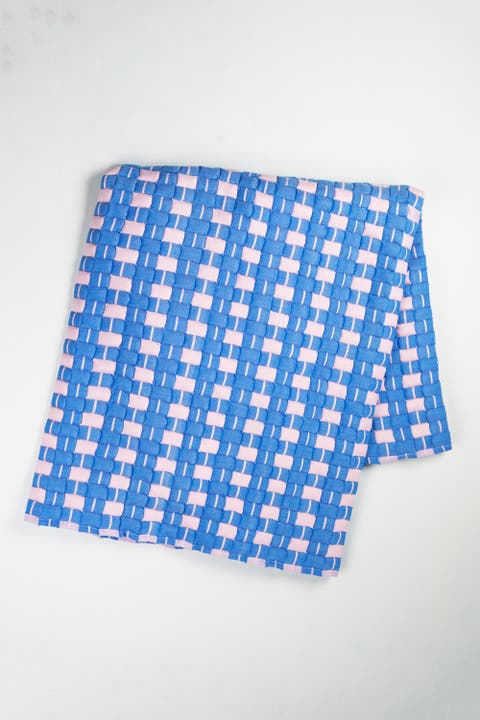 Quilted Sujani Checkered Throw Blanket