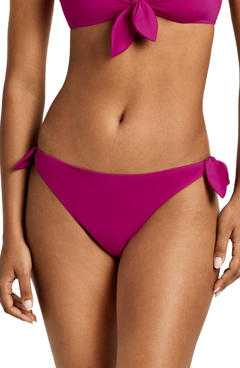 Lauren Ralph Lauren Side Tie Scoop Hipster Bikini Bottoms, Main, color, Plumeria