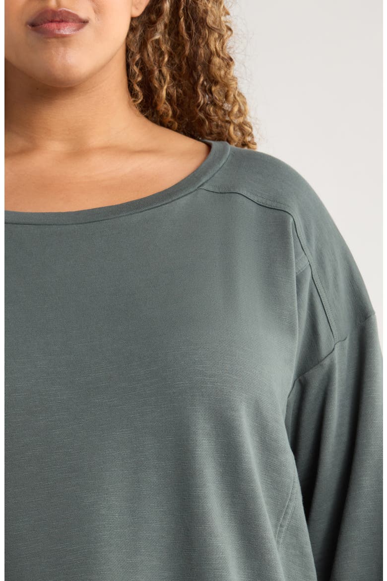Ballet Neck Boxy Organic Cotton Terry Top, Alternate, color, EVERGLADE
