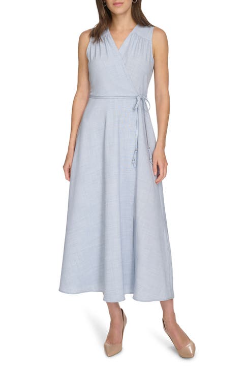 Mélange Sleeveless Wrap Maxi Dress