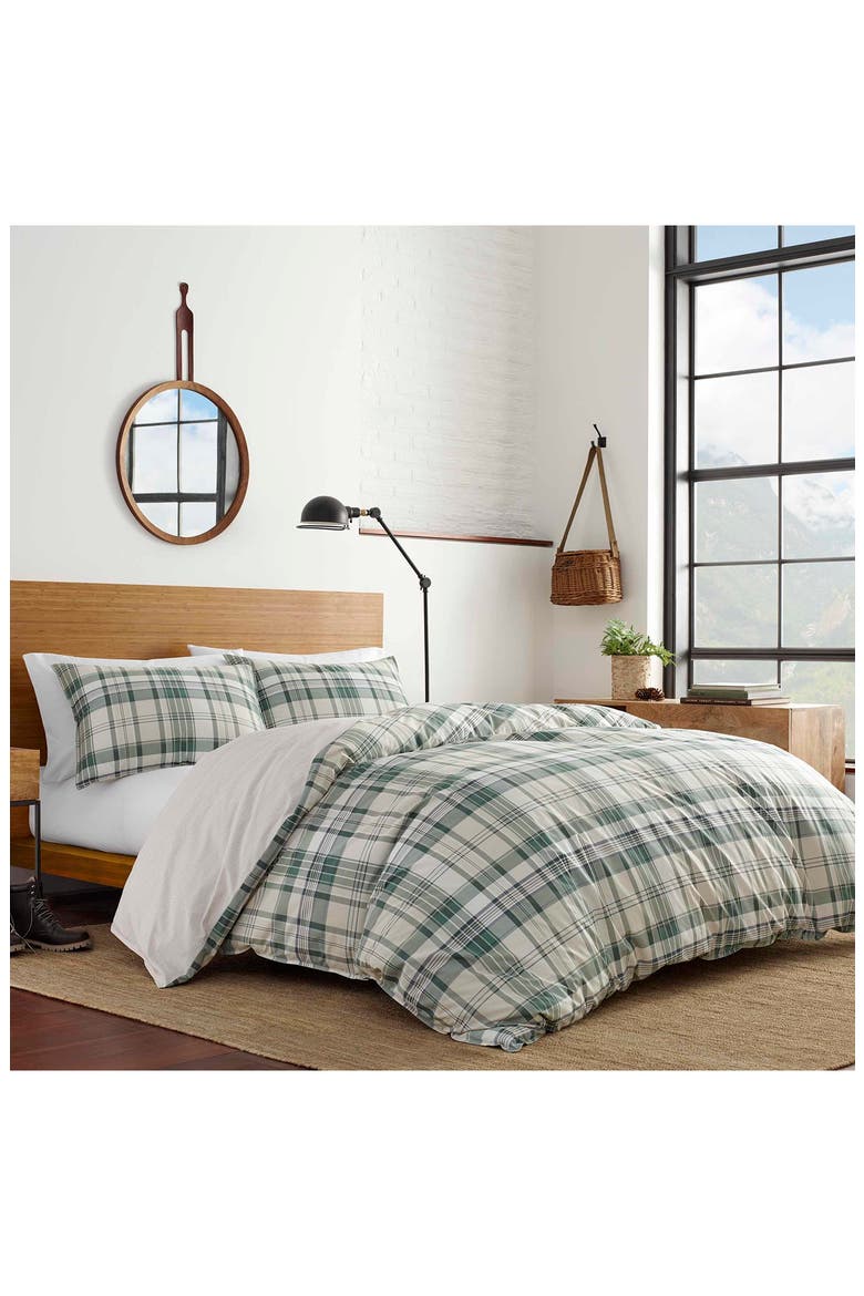 Timbers Plaid Open Duvet Set, Main, color, EVERGREEN