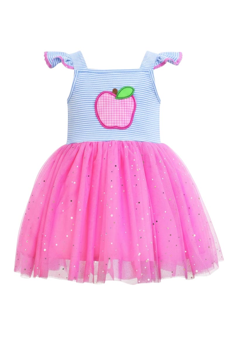 Sweetest Student Pink Apple Shimmer Tutu Dress, Main, color, Pink