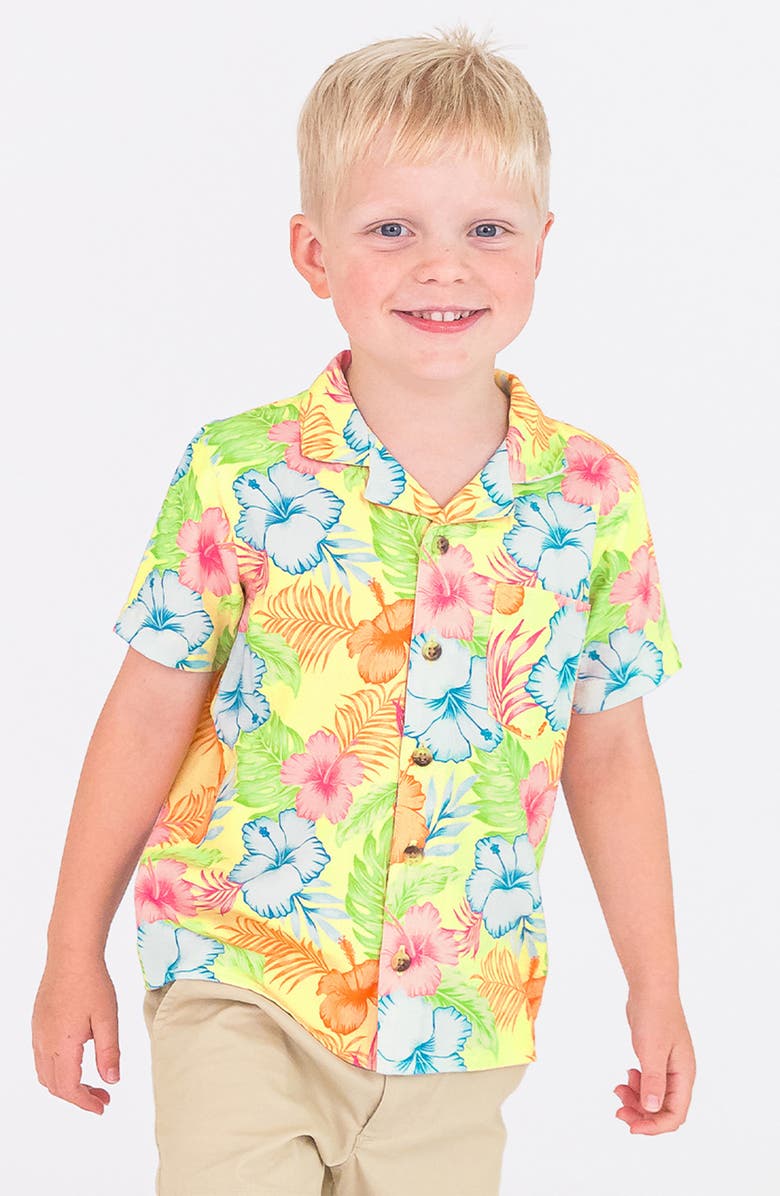 RuggedButts Kids' Floral Short Sleeve Button-Up Shirt, Alternate, color,
