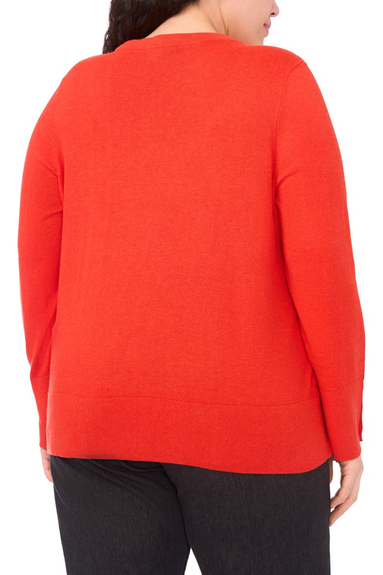 Button Cuff Cotton Blend Sweater, Alternate, color, POINCIANA