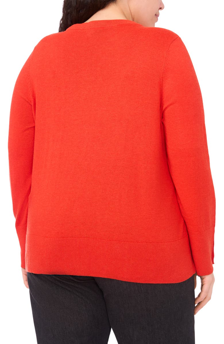 Halogen<sup>®</sup> Button Cuff Cotton Blend Sweater, Alternate, color, Poinciana