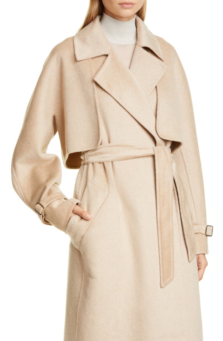 Max Mara Agar 2-in-1 Double Face Camel Hair & Cashmere Trench Coat, Alternate, color, 