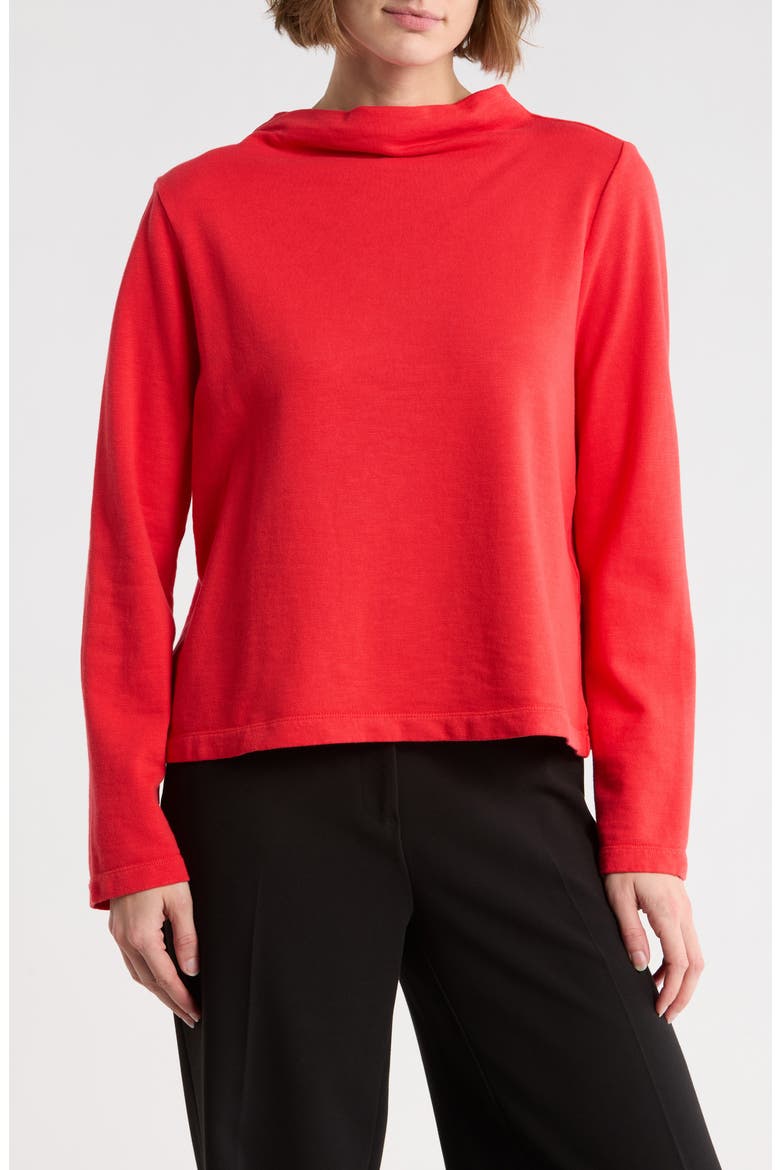 Funnel Neck Organic Cotton Top, Main, color, CHERRY