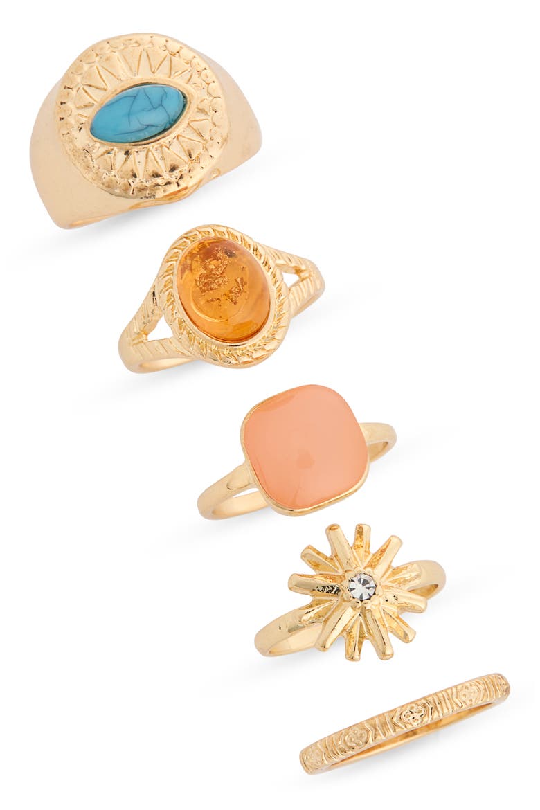 Set of 5 Rings, Main, color, GOLD MULTI