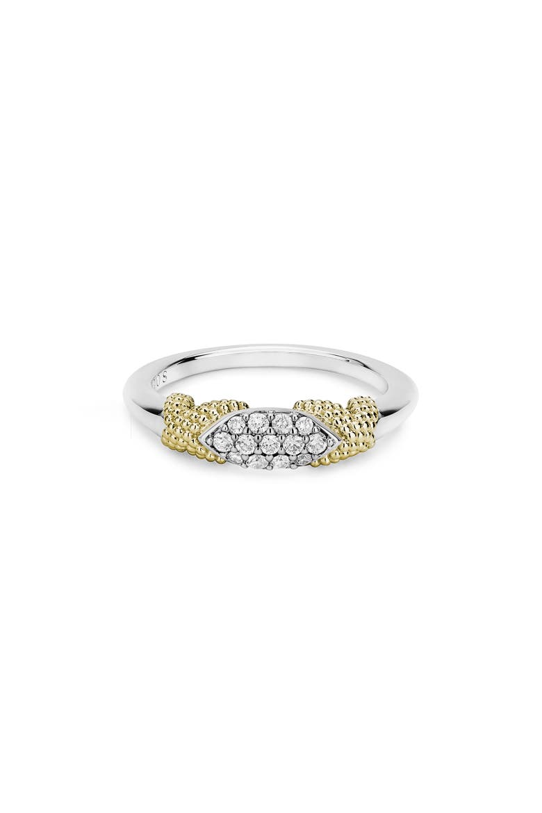 Caviar Lux Double X Diamond Pavé Ring, Alternate, color, TWO TONE/ DIAMOND