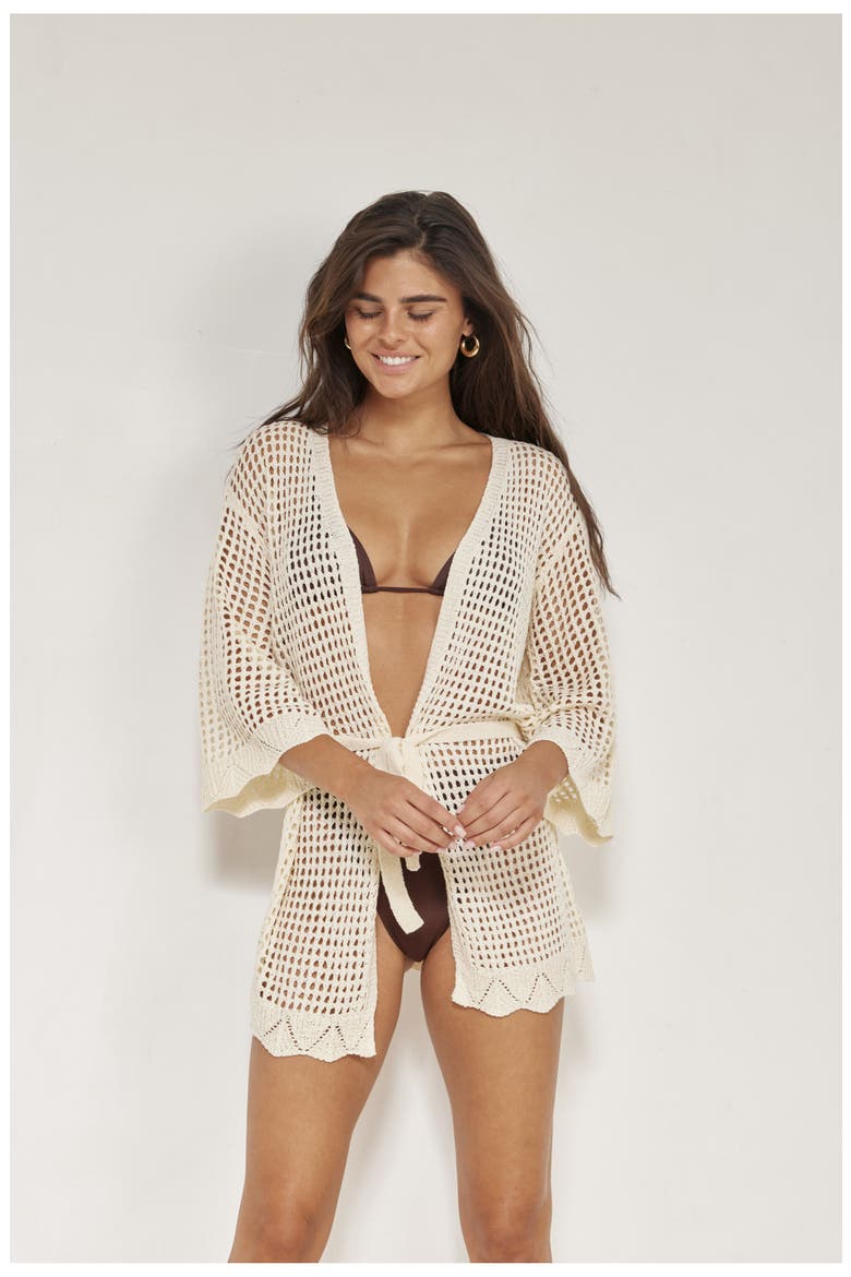 Maribelle Lace Robe Cover-Up, Alternate, color, Cream