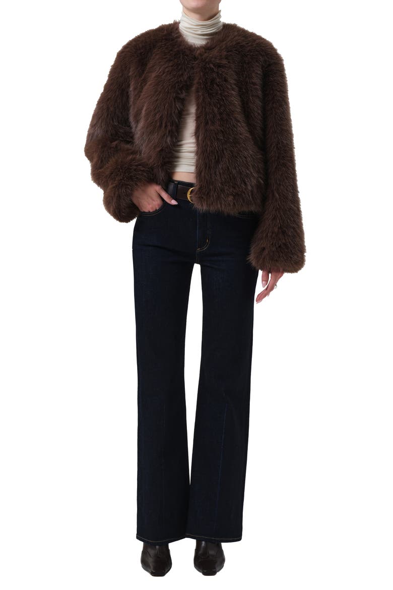 Esme Faux Fur Jacket, Alternate, color, HONEY LT BROWN