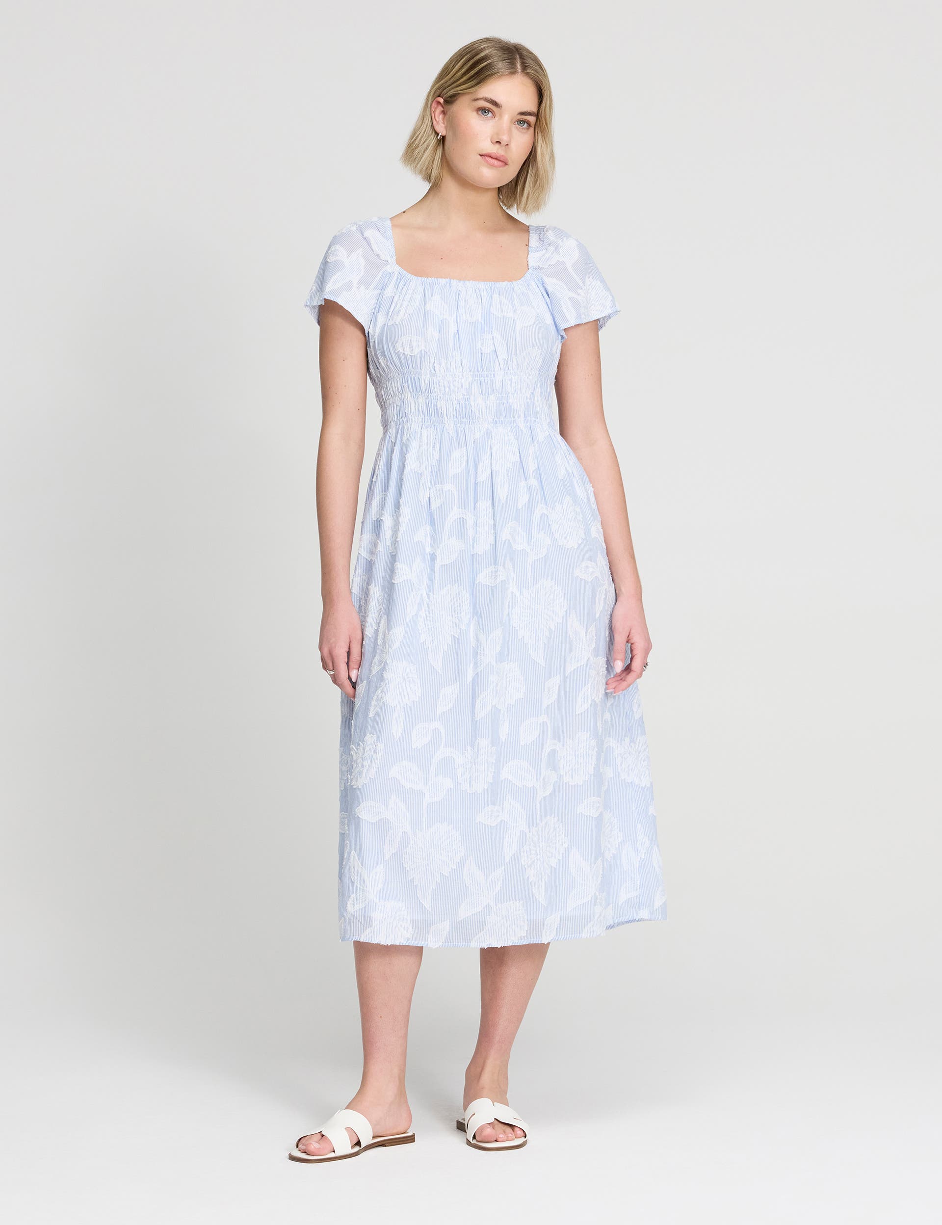 selected Blue Floral Stripe